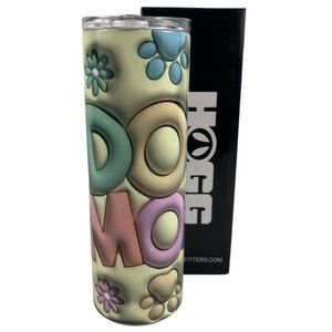 Skinny Tumbler 20oz Puffy Dog Mom Flowers and Paws Stainless-Steel Insulated